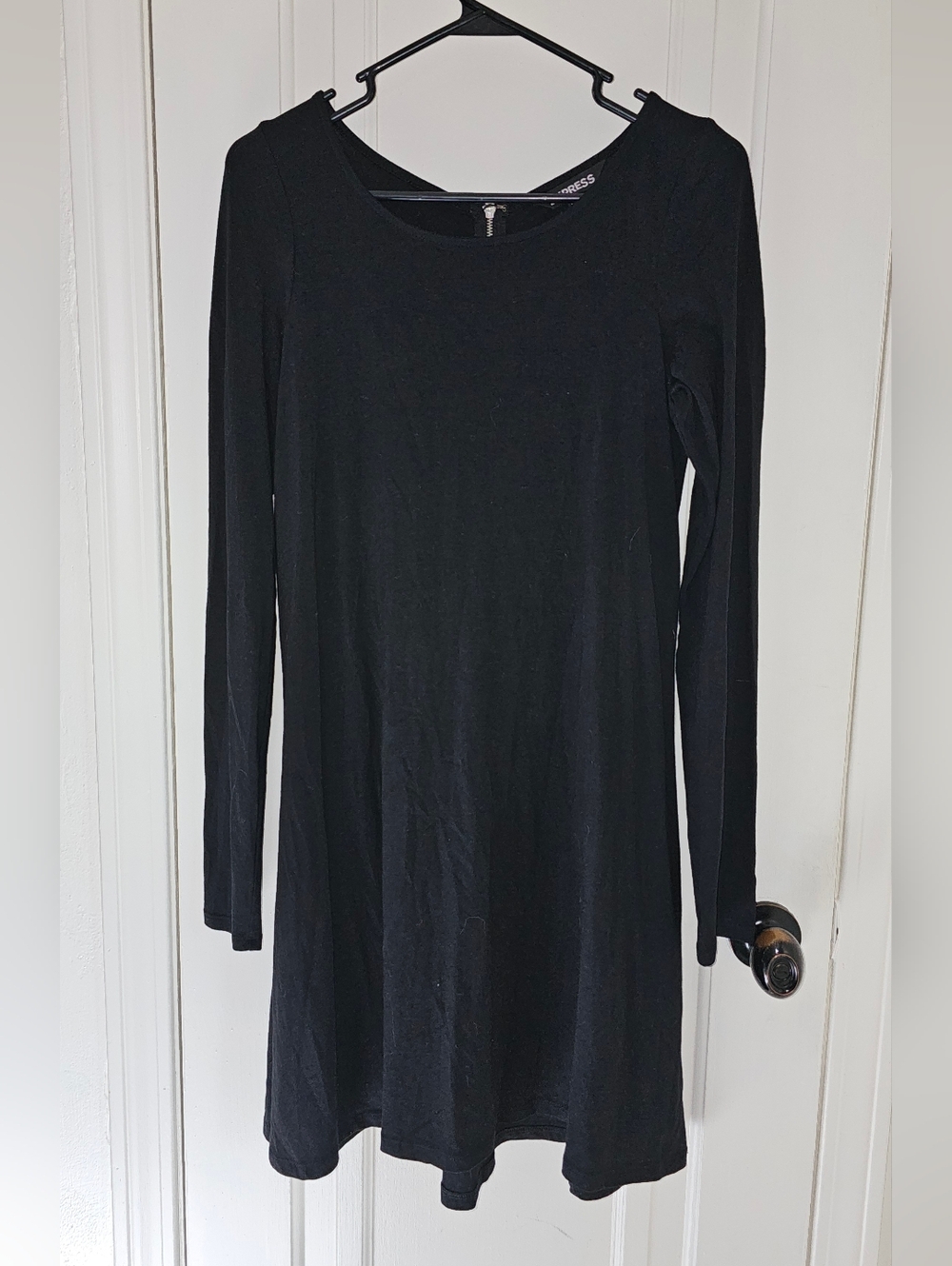 Express Black Long Sleeve Mini Dress with Back Zipper Closer